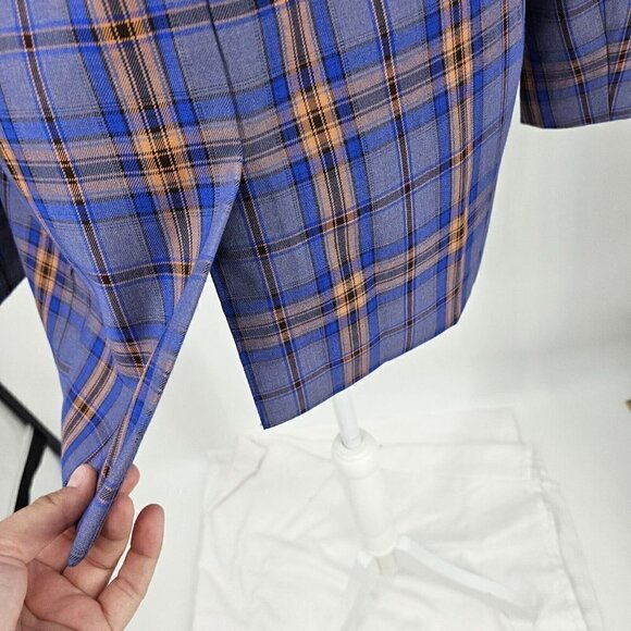 Grey Lab Neon Plaid Blazer Jacket Blue & Orange Women's M Preppy Academia - Picture 7 of 13